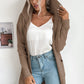 Ribbed Open Front Hooded Cardigan with Pockets