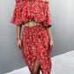 Floral Off-Shoulder Front Split Dress