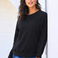 Round Neck Raglan Sleeve Exposed Seam Sweatshirt