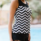 Full Size Chevron Print Ruched Tankini Set