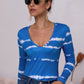 Tie-Dye Plunge Long Sleeve Top