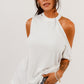 Ribbed Zip-Back Cold-Shoulder Top