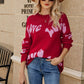 LOVE Ribbed Trim Round Neck Sweater