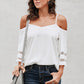 Cold-Shoulder Three-Quarter Flare Sleeve Blouse