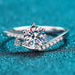 1 Carat Moissanite 925 Sterling Silver Bypass Ring