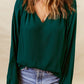 Notched Neck Lantern Sleeve Blouse