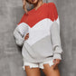 Color Block Round Neck Rib-Knit Sweater