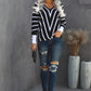 Chevron V-Neck Button Cuff Sweater