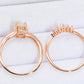 Natural Moonstone and Zircon 18K Rose Gold-Plated Two-Piece Ring Set