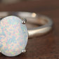 925 Sterling Silver Opal Solitaire Ring