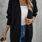 Warm Fall Mixed Knit Open Front Longline Cardigan