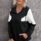 Color Block Quarter-Zip Drawstring Hoodie