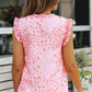 Floral Tie Neck Ruffled Sleeveless Top