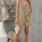 Tie-Waist Buttoned Plunge Sleeveless Romper
