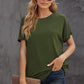 Round Neck Short Sleeve Solid Color Tee