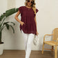 Swiss Dot Round Neck Tiered Blouse