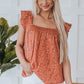 Floral Smocked Square Neck Top