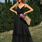 Spaghetti Strap Smocked Waist Spliced Lace Dress