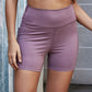 Exposed Seam Decorative Button Yoga Shorts