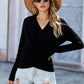 V Neck Wrap Front Knitted Top