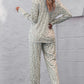 Leopard V-Neck Top and Drawstring Joggers Lounge Set