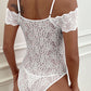 Lace Cold-Shoulder Bodysuit