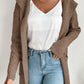 Ribbed Open Front Hooded Cardigan with Pockets