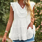 Swiss Dot Ruffle Shoulder Tiered Top