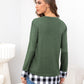 Plaid Round Neck Long Sleeve Tee