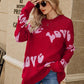LOVE Ribbed Trim Round Neck Sweater