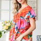Floral V-Neck Short Sleeve Blouse
