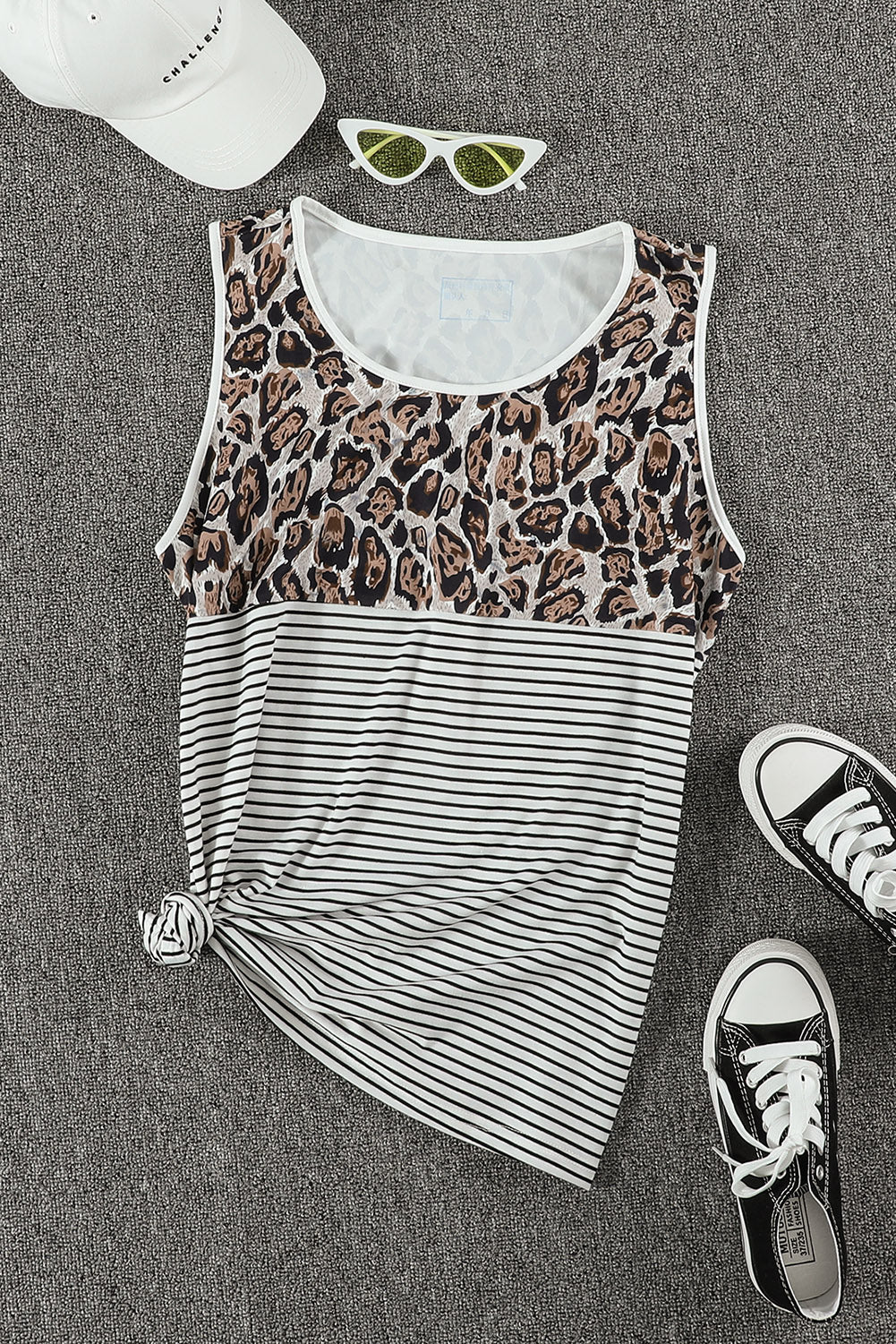 Leopard Striped Scoop Neck Tank