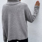 Button Detail Rib-Knit Turtleneck Sweater