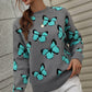Butterfly Dropped Shoulder Crewneck Sweater