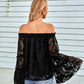 Applique Flounce Sleeve Off-Shoulder Blouse