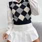 Argyle V-neck Knitted Vest