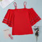 Cold-Shoulder Three-Quarter Flare Sleeve Blouse