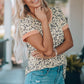 Leopard Contrast Short Sleeve Tee Shirt