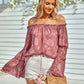 Applique Flounce Sleeve Off-Shoulder Blouse