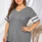 Plus Size Striped V-Neck Tee Shirt