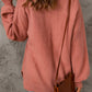 Ribbed Trim Lantern Sleeve Pocketed Sweater