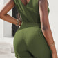 Tie-Waist Buttoned Plunge Sleeveless Romper