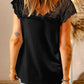 Scalloped Spliced Lace V-Neck Top