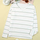 Striped Dropped Shoulder V-Neck Top