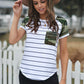 Striped Pocketed Patch T-Shirt