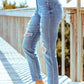 Distressed Ankle-Length Straight Leg Jeans