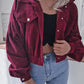 Lantern Sleeve Cropped Corduroy Jacket