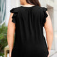 Plus Size Flutter Sleeve Notched Blouse