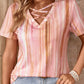 Tie-Dye Crisscross V-Neck Top