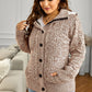 Cable-Knit Fleece Lining Button-Up Hooded Cardigan